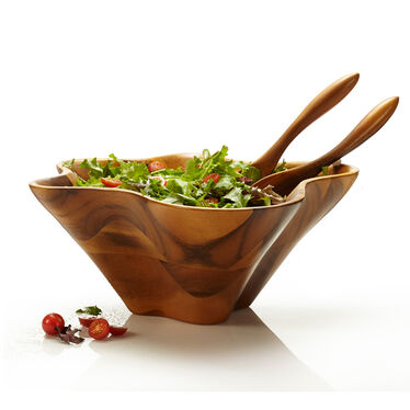 Nambé Duets Salad Bowl w/ Lid & Servers