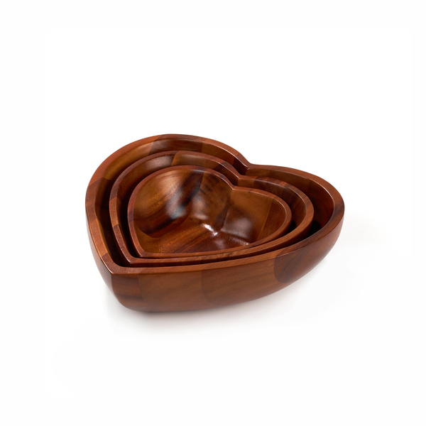 Acacia Wood Serve Ware, Small Heart Shape Bowl